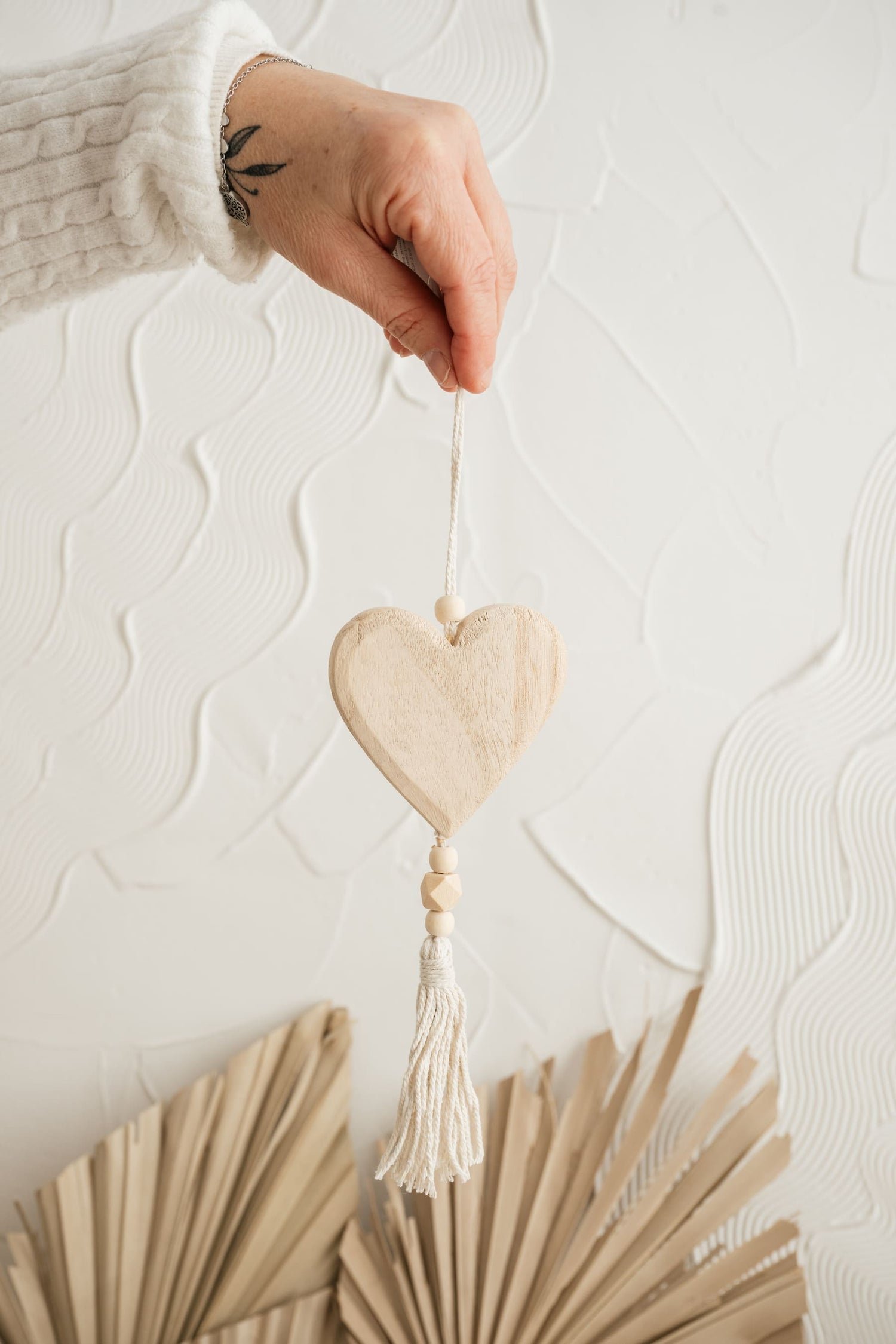 Coeur en bois avec corde d’amour